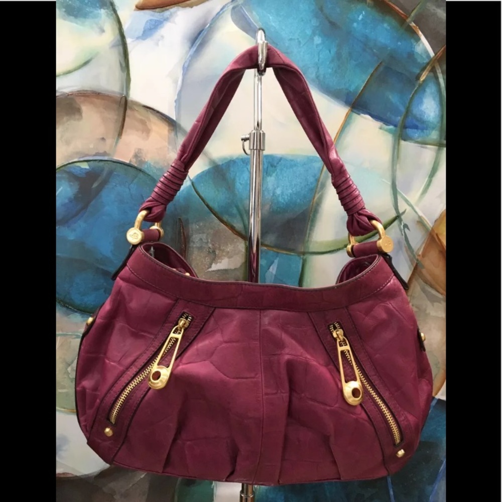 ❤️ B. Makowsky Croc Purple Leather Purse Handbag